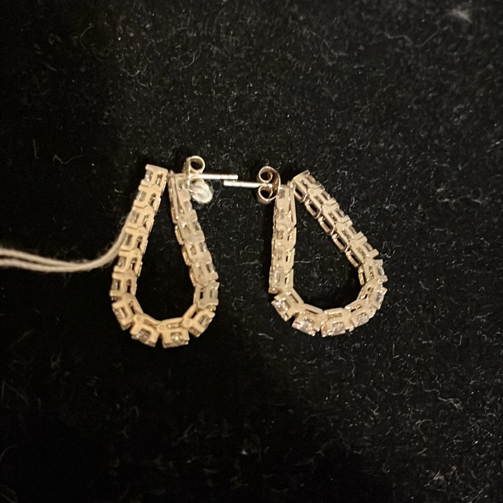 NWT sterling silver 925 stamped CZ linear earrings and convertible and into Hope